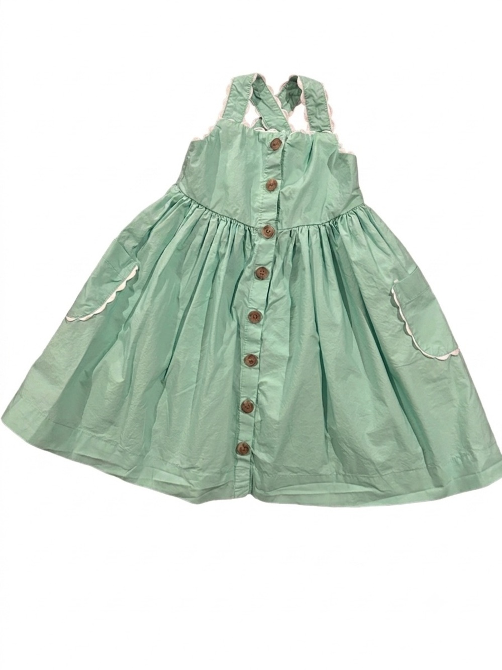 Seed Heritage Girls Mint Green Scalloped Button-Front Dress Size 3 Like New